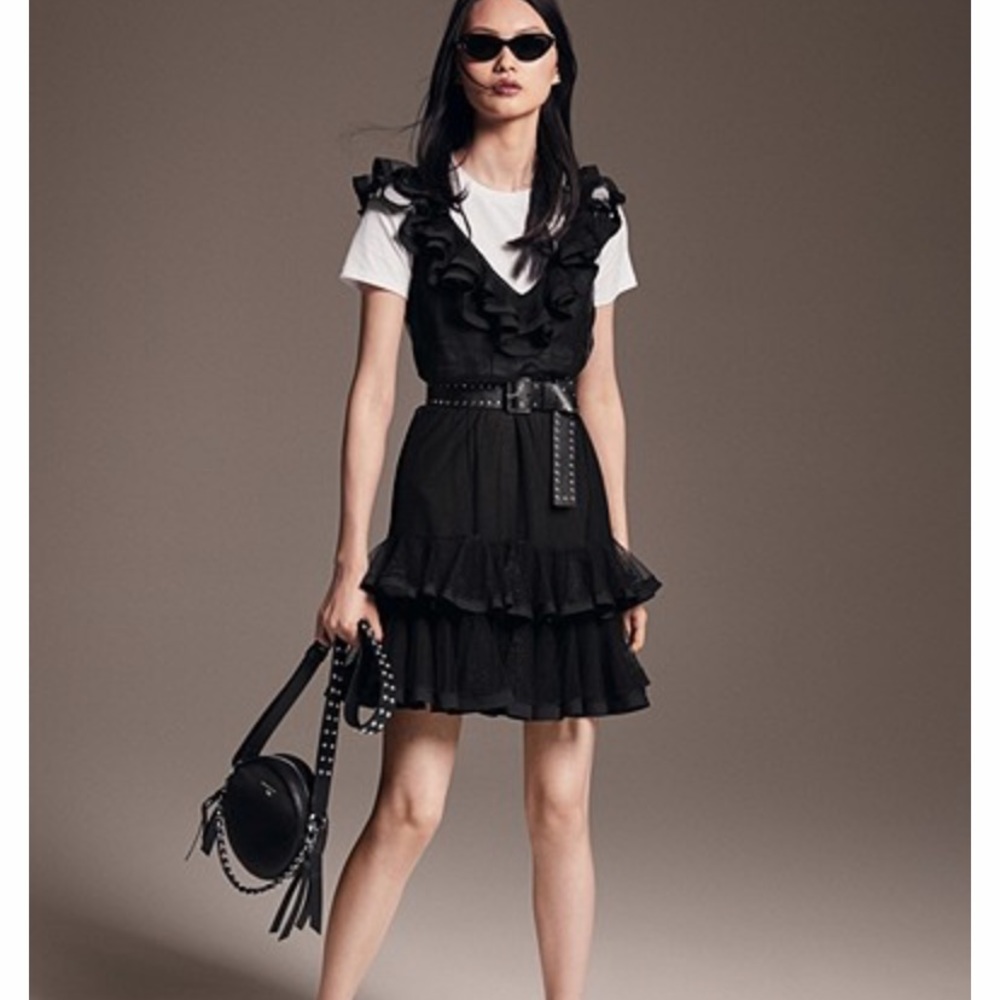 Michael Kors Flocked Tulle Ruffle Dress